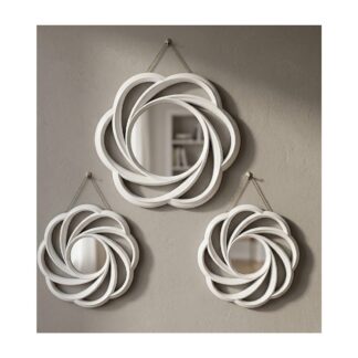 Tris di Specchi Bianchi — set da 3 specchi decorativi stile sabbia chic