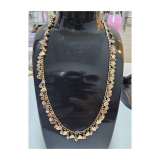 Collana bigiotteria dorata con cuoricini e strass