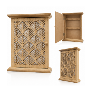 Cassetta portachiavi da parete in legno traforato 21x26,5 cm