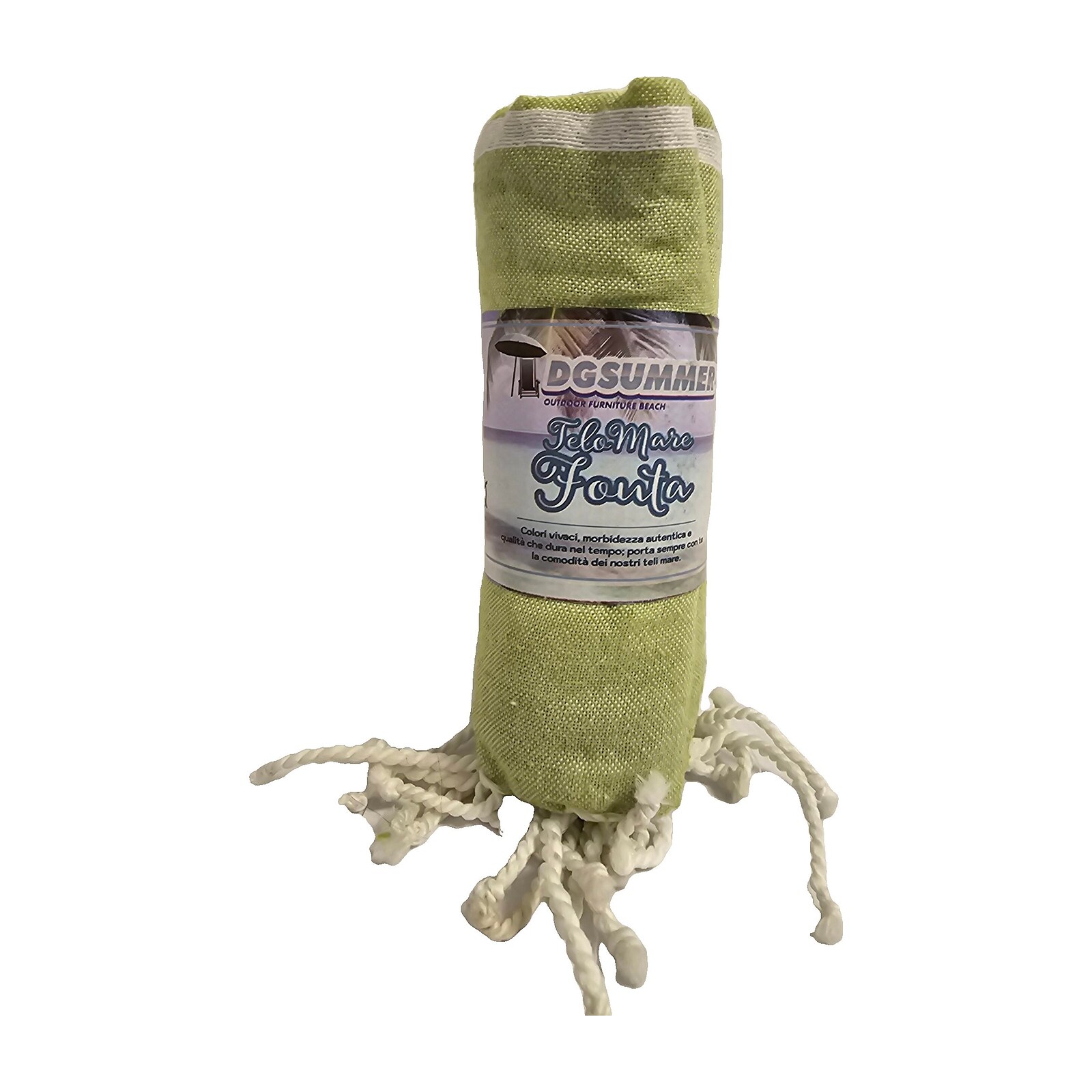 Telo mare Fouta DGSummer 90x170 cm verde lime — 90% cotone