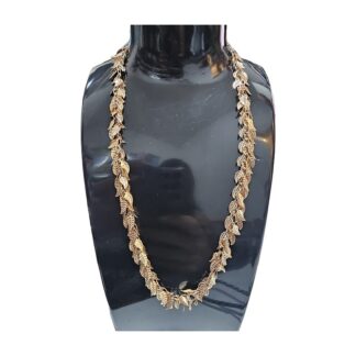 Collana alta bigiotteria dorata a foglie, nickel free