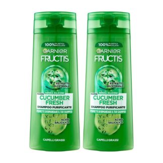 Pack 2 Shampoo Garnier Fructis Cucumber Fresh — Purificante Capelli Grassi