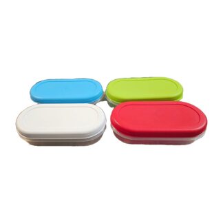 Set 4 Contenitori Ovali con Coperchio Colorato 25x13 cm